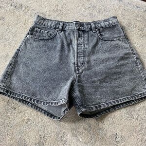 & Other Stories Acid Wash Jean Shorts 6 Dark Gray Black Denim High Waist Cotton